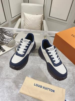 wholesale quality men's louis vuitton trainer navy blue white